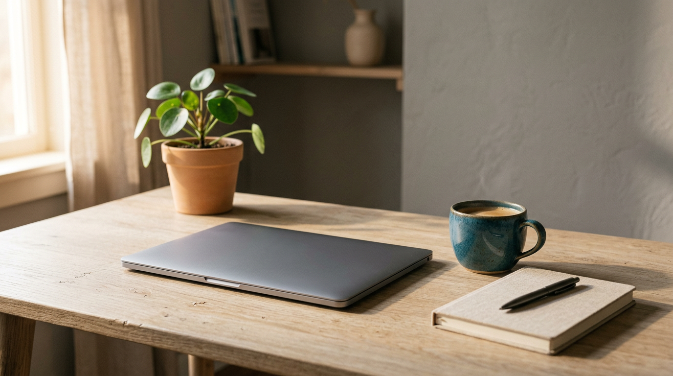 A calm desk after the work is done